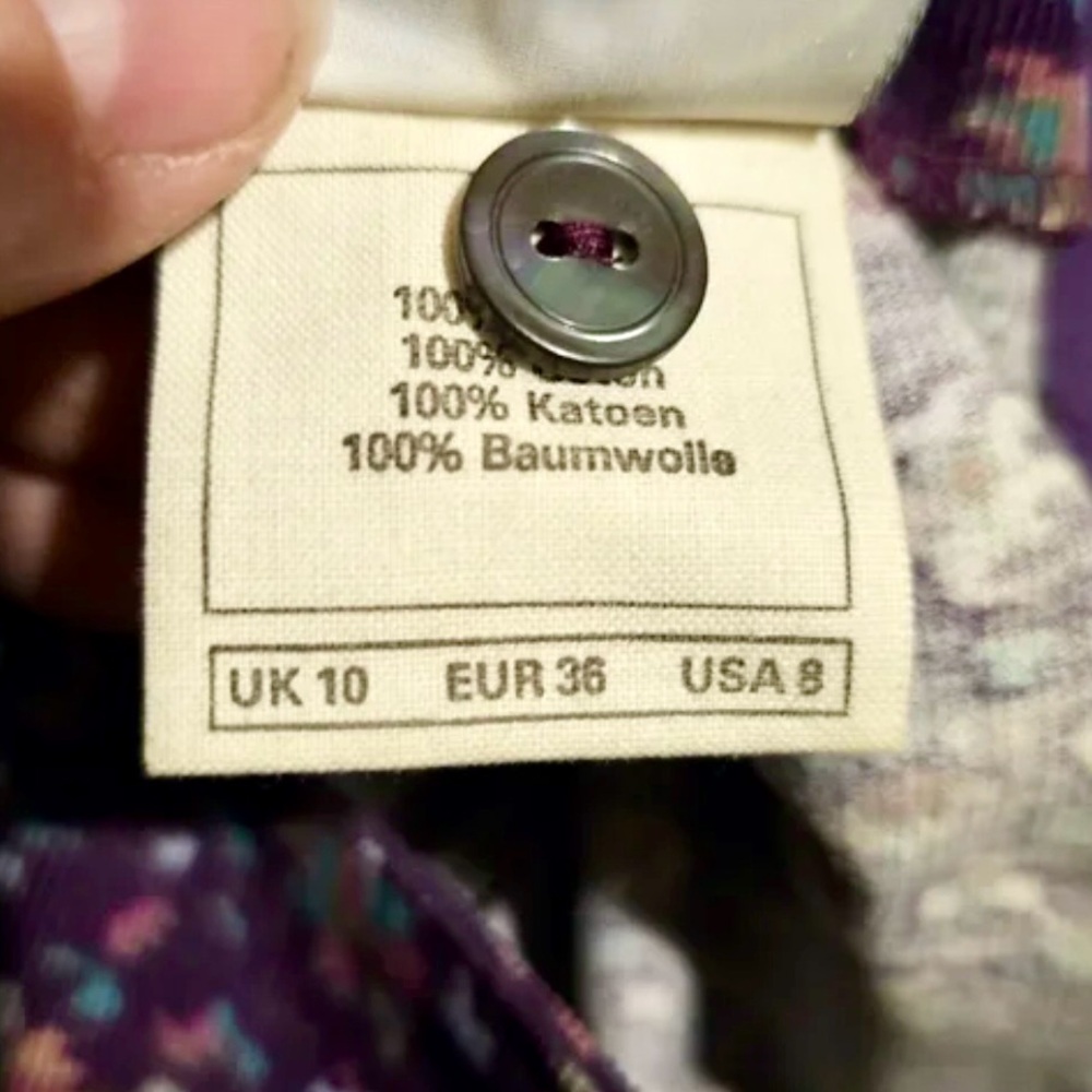 🚫Sold🚫Vintage Laura Ashley Purple Corduroy Floral Puff Sleeve A-line Dress - Picture 13 of 14